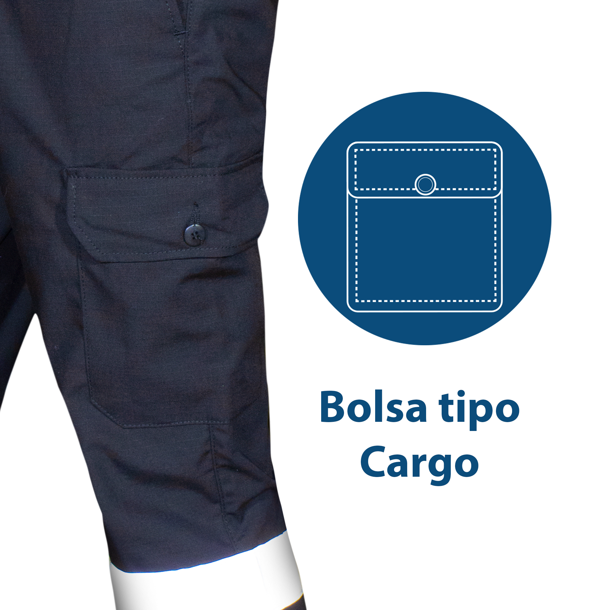 PANTALÓN CARGO MARINO / REFLEJANTE