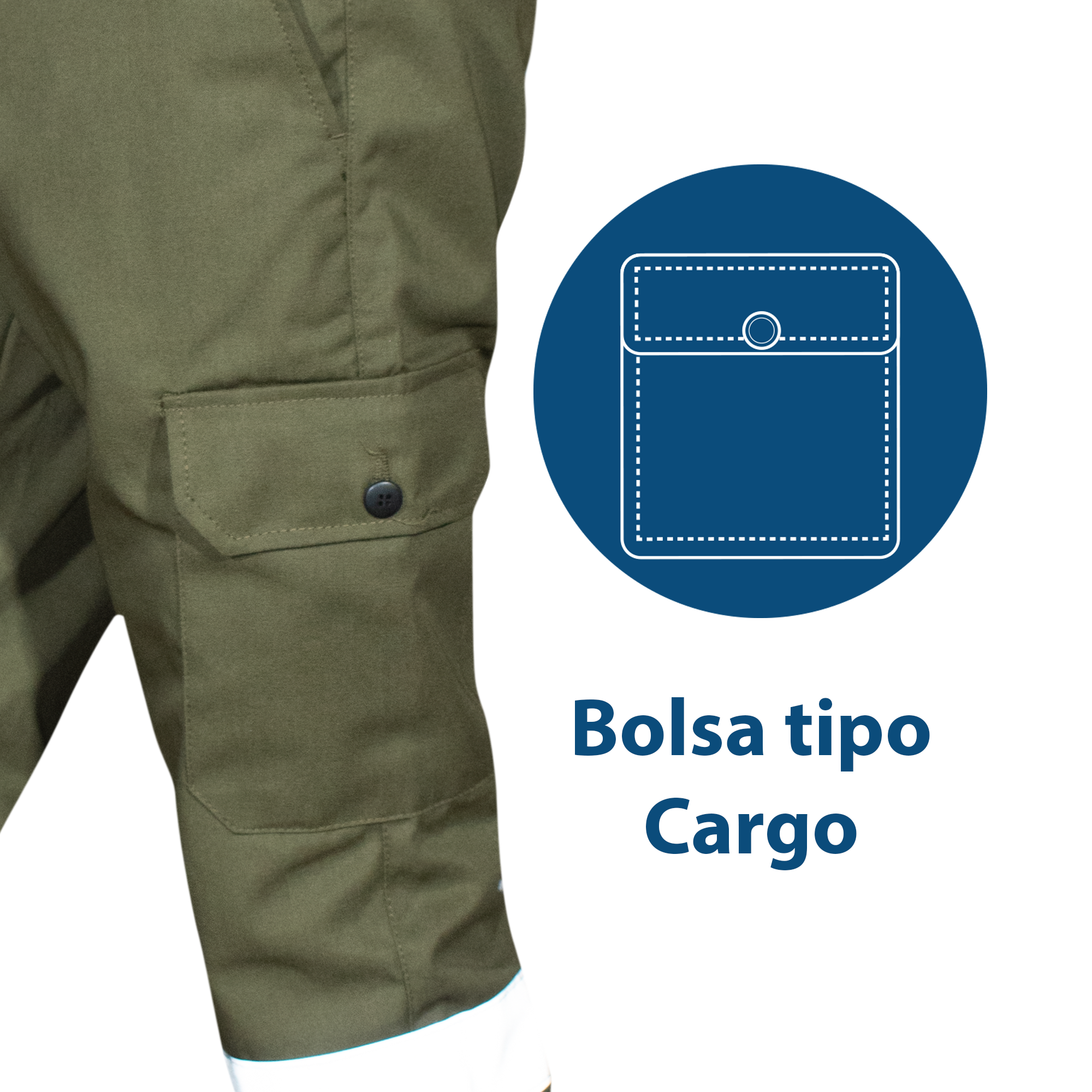 PANTALÓN CARGO OLIVO / REFLEJANTE