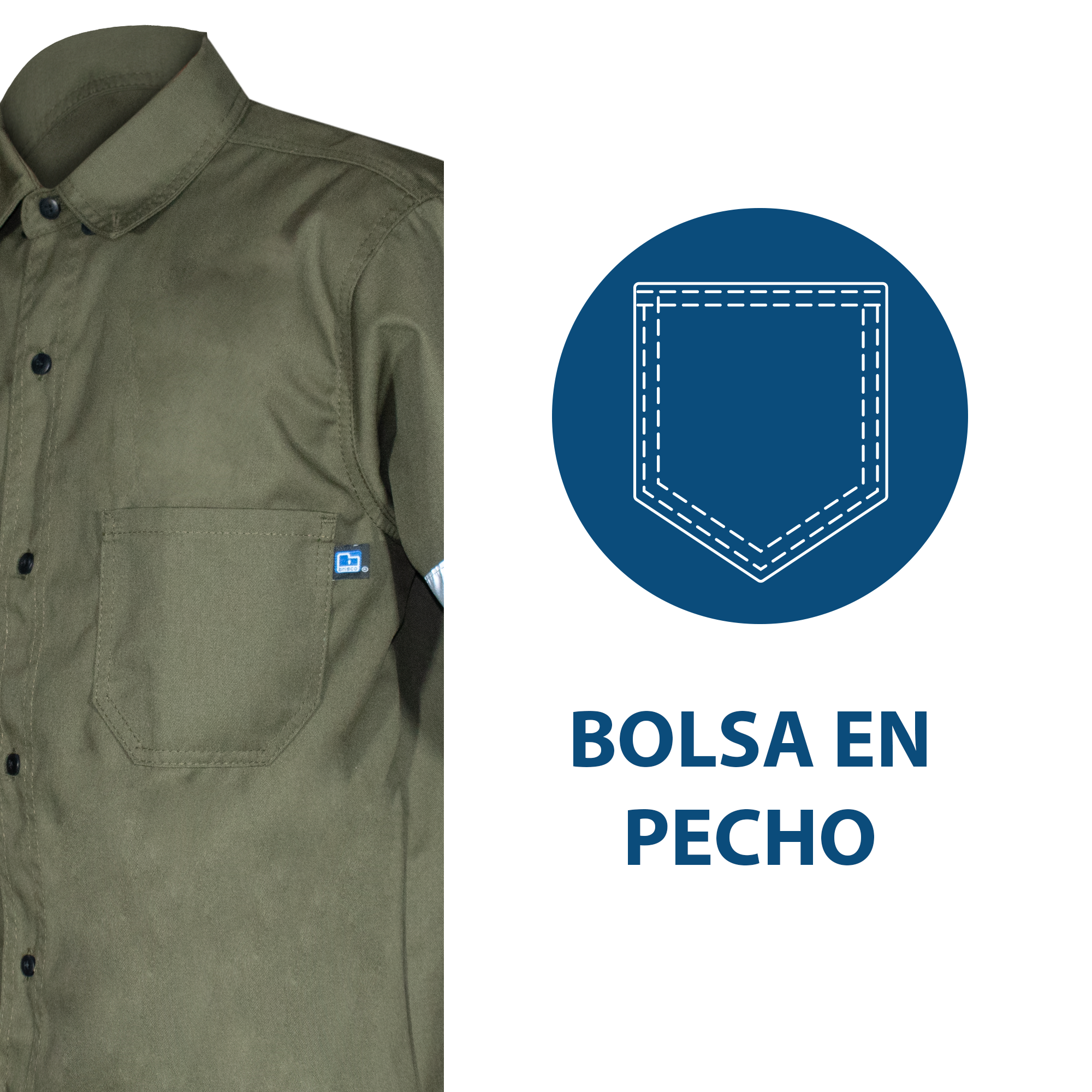CAMISA INDUSTRIAL OLIVO / REFLEJANTE