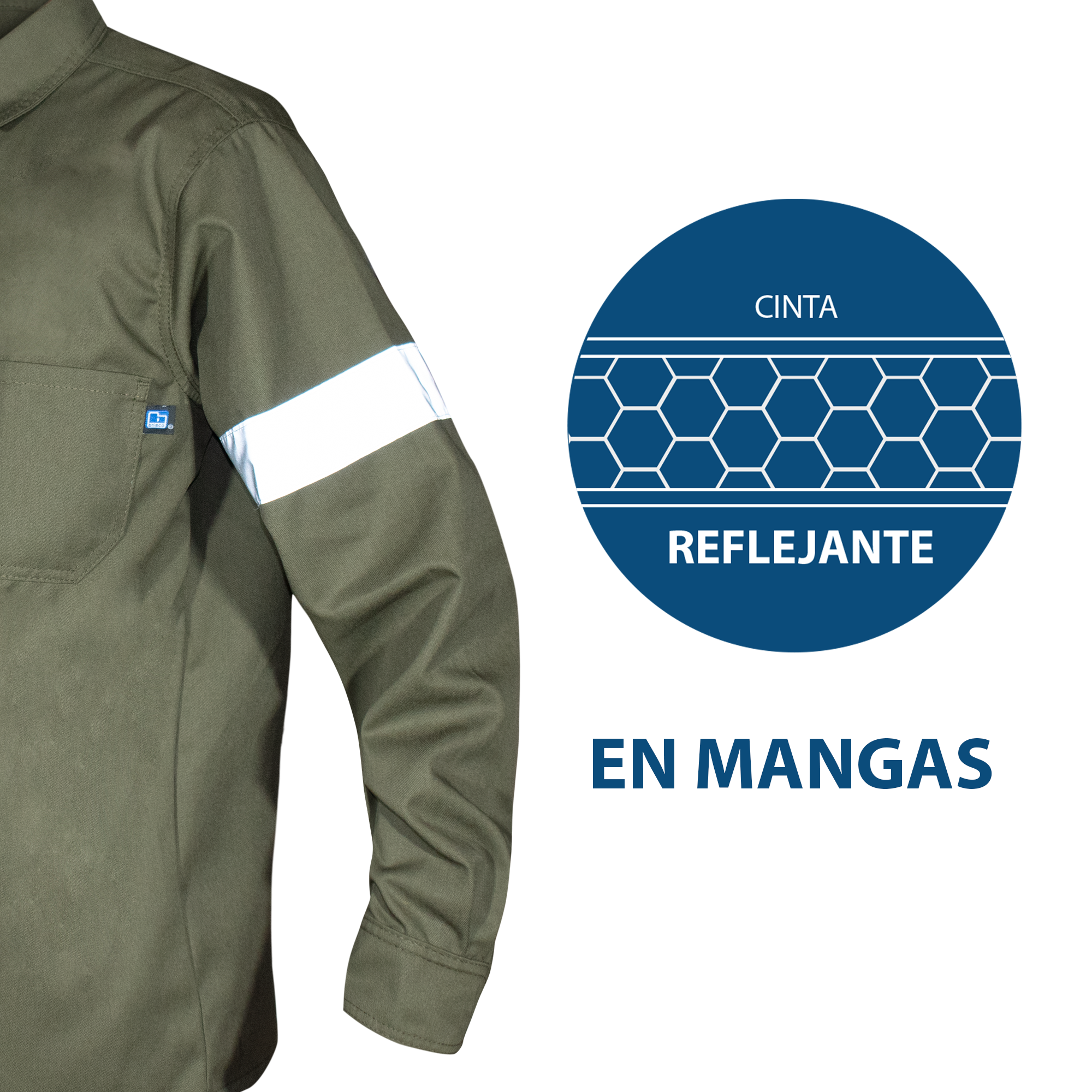 CAMISA INDUSTRIAL OLIVO / REFLEJANTE