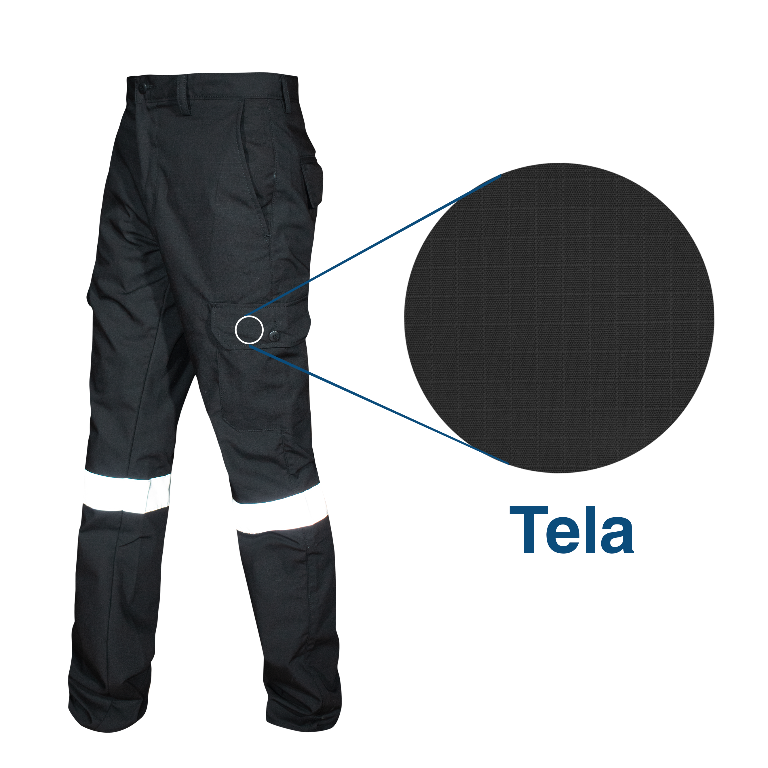 PANTALON CARGO NEGRO / REFLEJANTE
