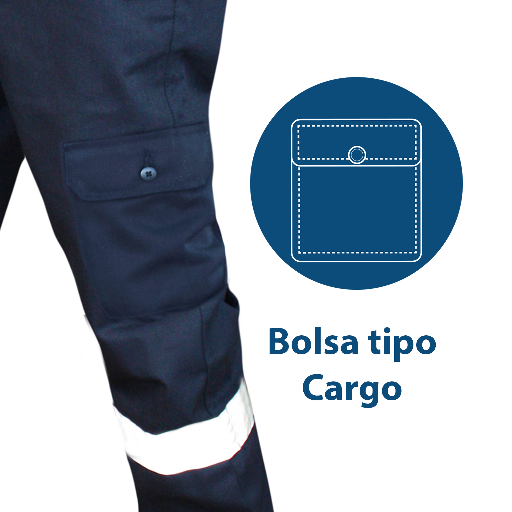 PANTALÓN CARGO MARINO / REFLEJANTE