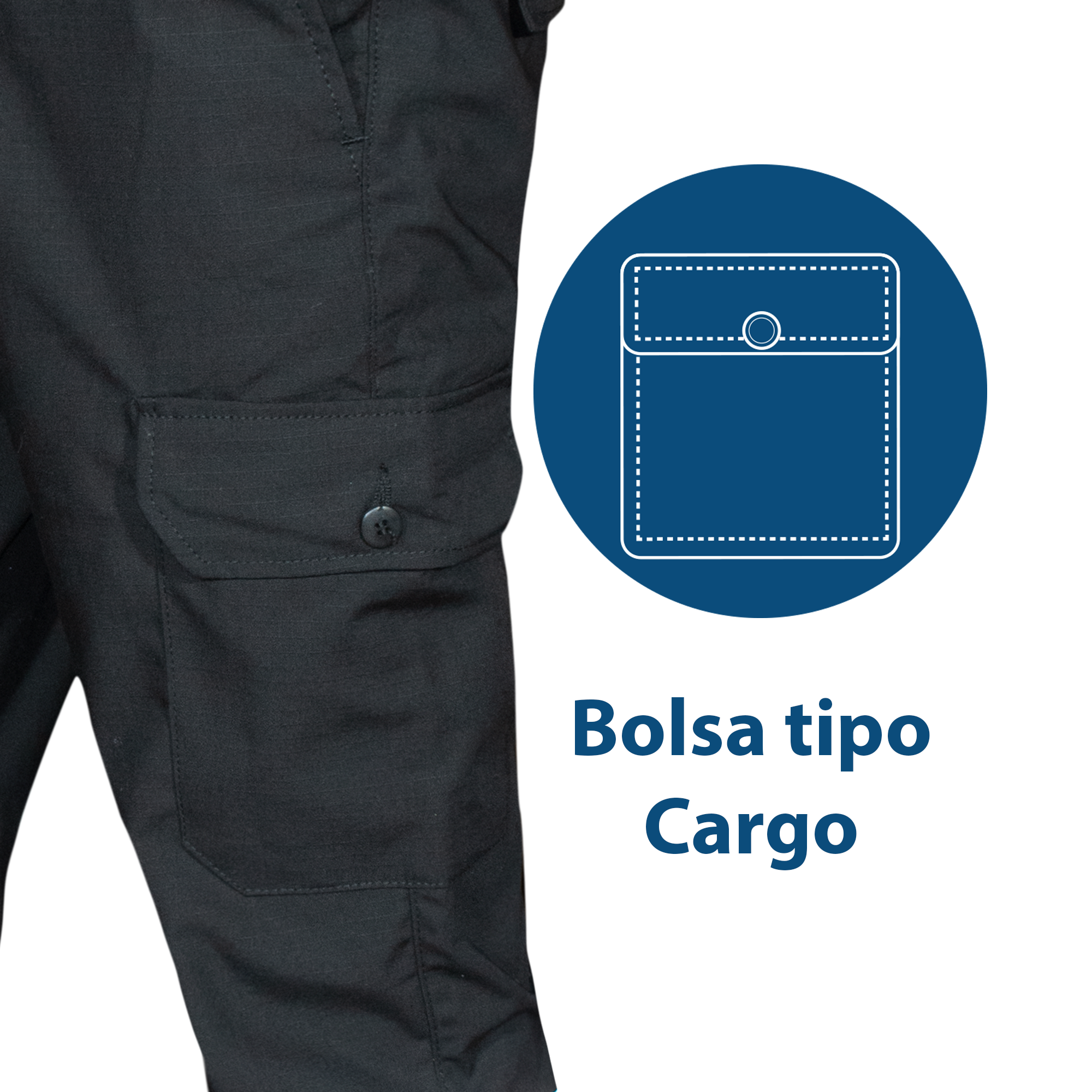 PANTALON CARGO NEGRO / REFLEJANTE