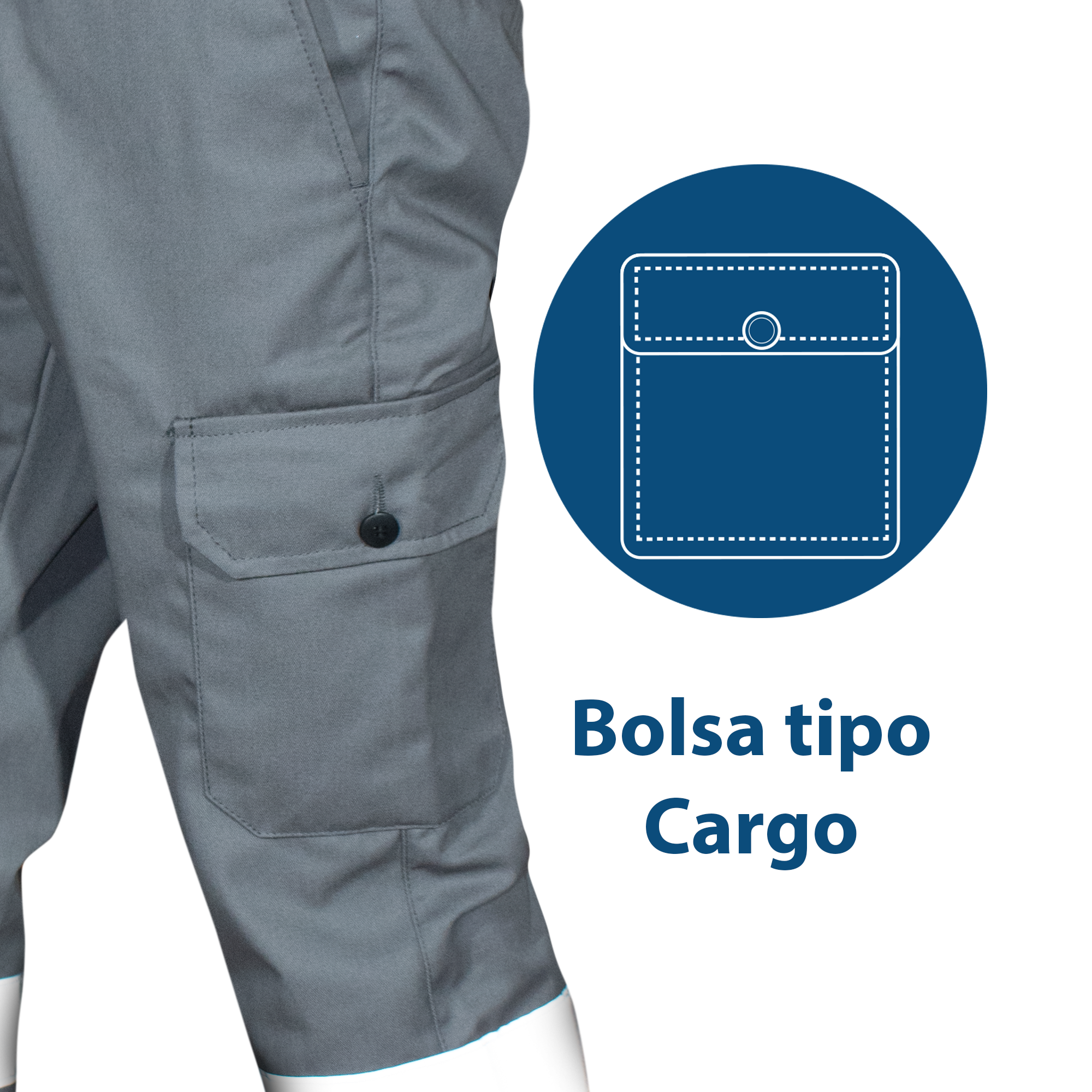 PANTALON CARGO GRIS / REFLEJANTE